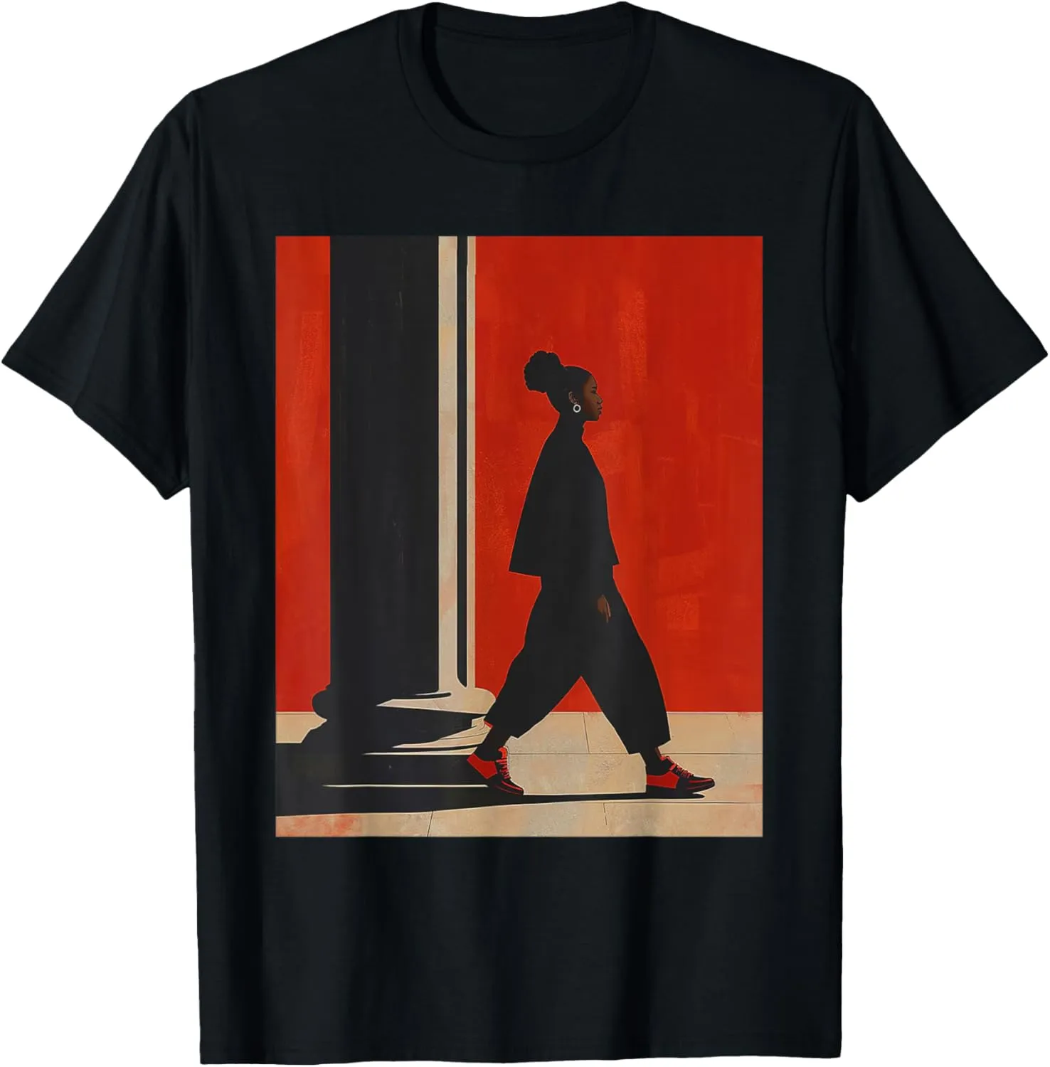 Black Girl Walking - Afro Style - Sneaker Fashion T-Shirt
