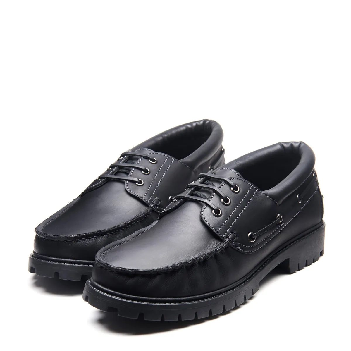 Black Greasy Boat Shoe