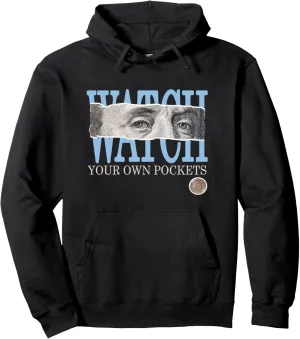 Blue Watch Your Own Pockets Face Blue Color Graphic Pullover Hoodie