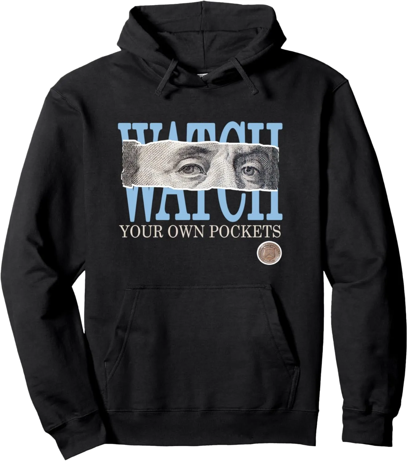 Blue Watch Your Own Pockets Face Blue Color Graphic Pullover Hoodie