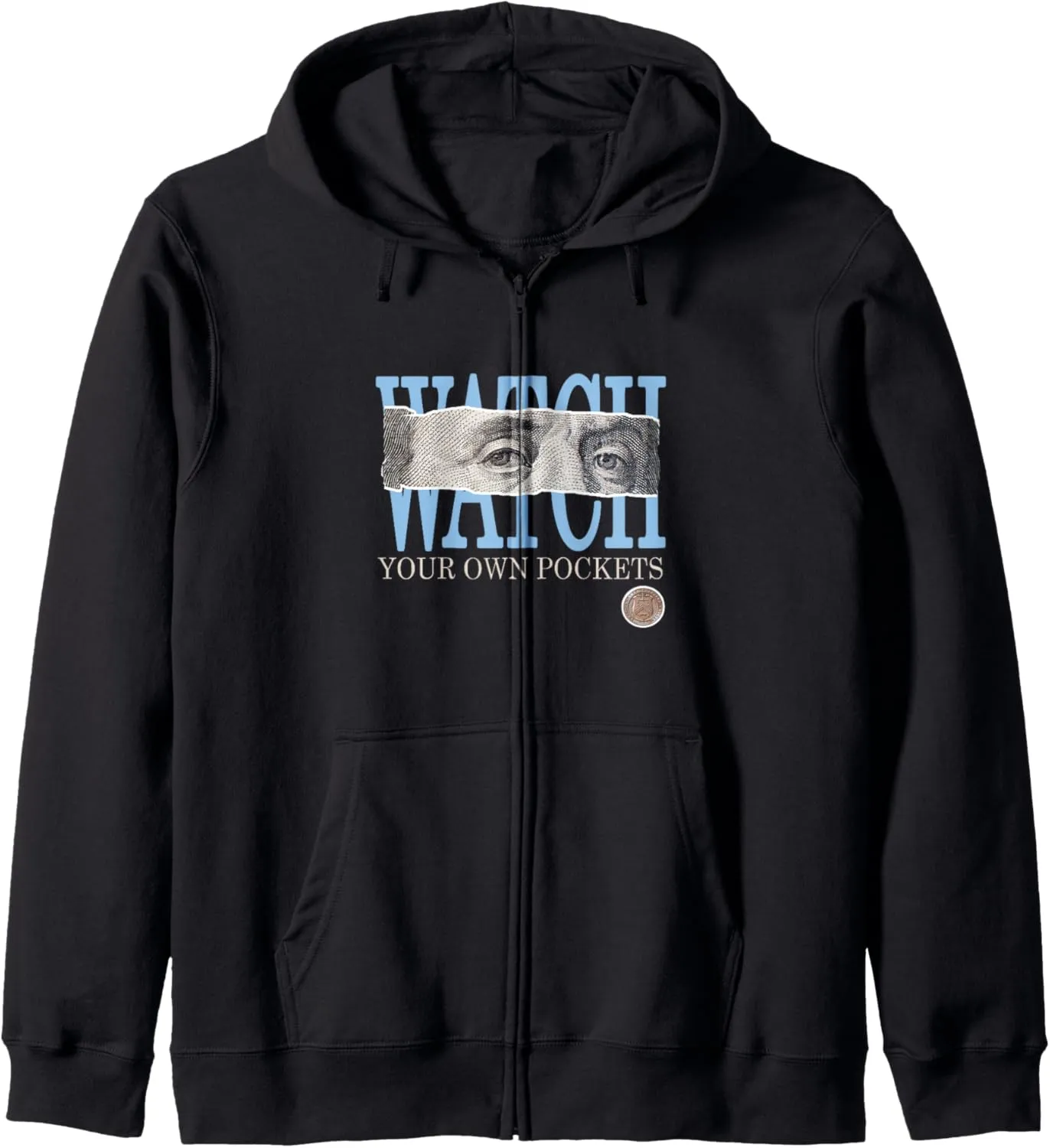 Blue Watch Your Own Pockets Face Blue Color Graphic Zip Hoodie