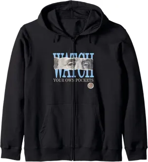 Blue Watch Your Own Pockets Face Blue Color Graphic Zip Hoodie