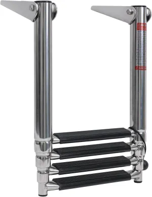 Boat 4 Step Ladder 316 Stainless Steel Folding Ladde, Pontoon Boat Telescoping Ladder Boat Boarding Ladder 1000 Pound Capacity for Marine Yacht Swimming Pool