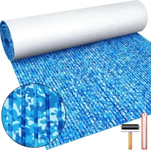 Boat Flooring EVA Foam 158"/118"/94" x 47"/35"/24" Boat Decking Non Slip Marine Camo Self Adhesive Carpet with Roller Ruler for Kayak Yacht Motorboat