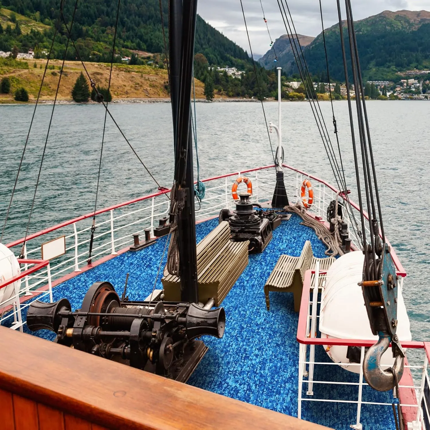Boat Flooring EVA Foam 158"/118"/94" x 47"/35"/24" Boat Decking Non Slip Marine Camo Self Adhesive Carpet with Roller Ruler for Kayak Yacht Motorboat