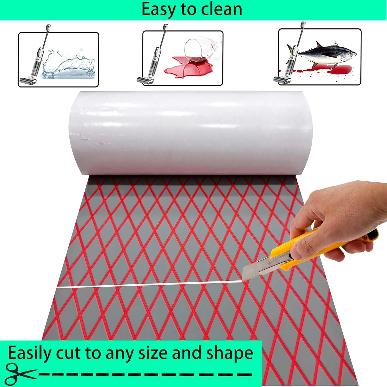 Boat Flooring EVA Foam Boat Decking Faux Teak Marine Sea Deck Non-Slip Mat for Decking Yacht Motorboat Fishing Boat Surfboard,102.4"/94.5"/86.6"/x 37.4"