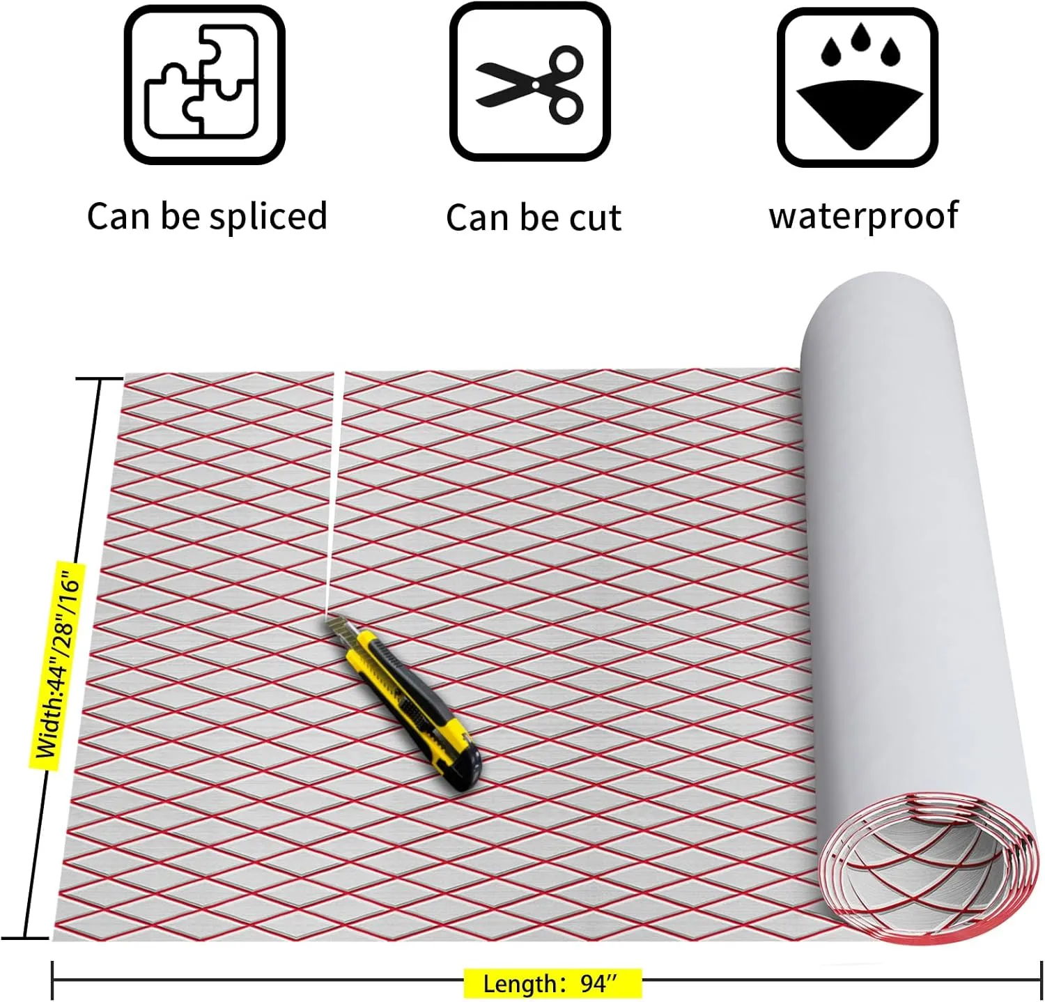 Boat Flooring EVA Foam Boat Decking Sea Deck Boat Flooring Self-Adhesive Faux Teak Marine Boat Decking Non-Slip Mat for Boat Deck Yacht Motorboat Fishing Boat Surfboard Kayak 94x44/28/16