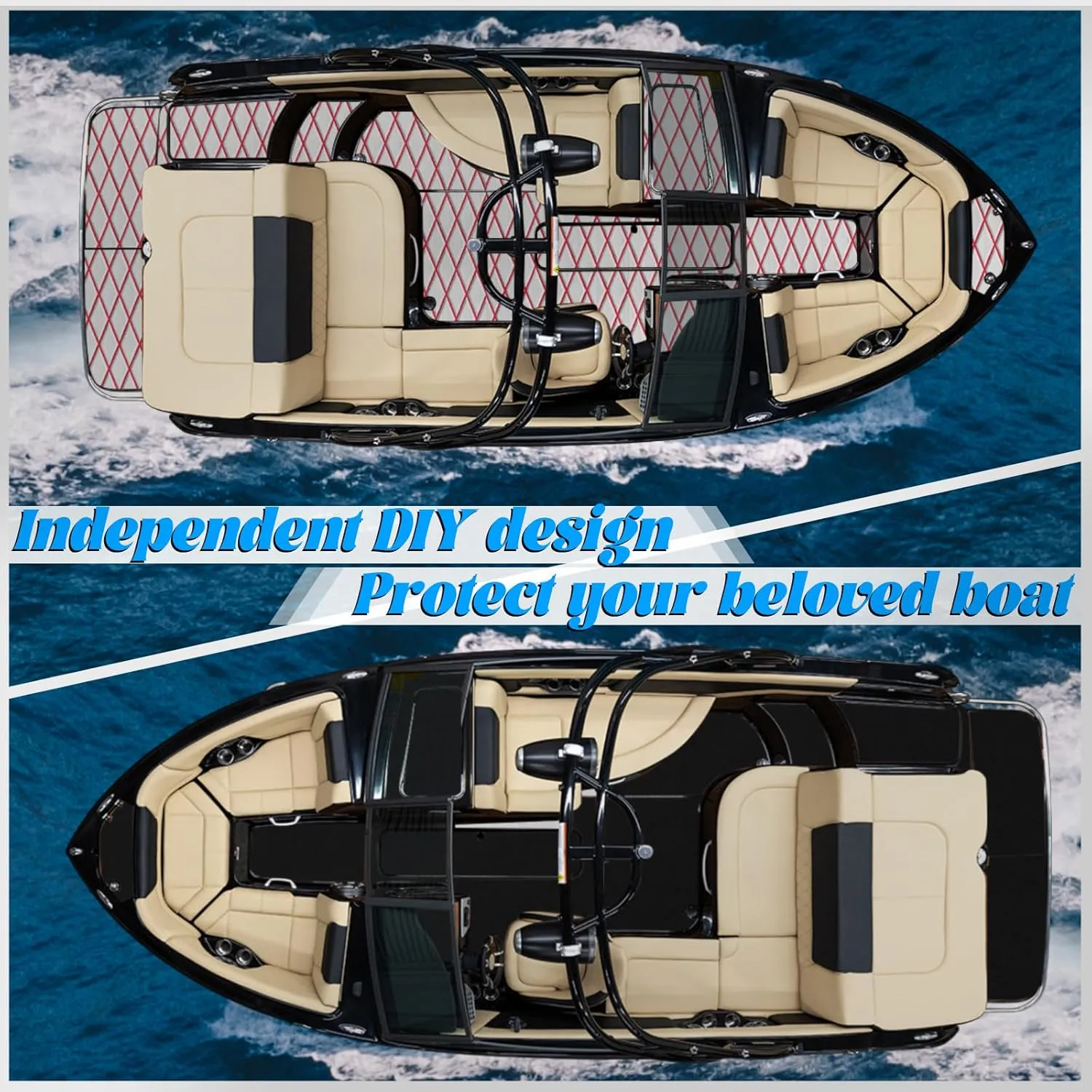 Boat Flooring EVA Foam Boat Decking Sea Deck Boat Flooring Self-Adhesive Faux Teak Marine Boat Decking Non-Slip Mat for Boat Deck Yacht Motorboat Fishing Boat Surfboard Kayak 94x44/28/16