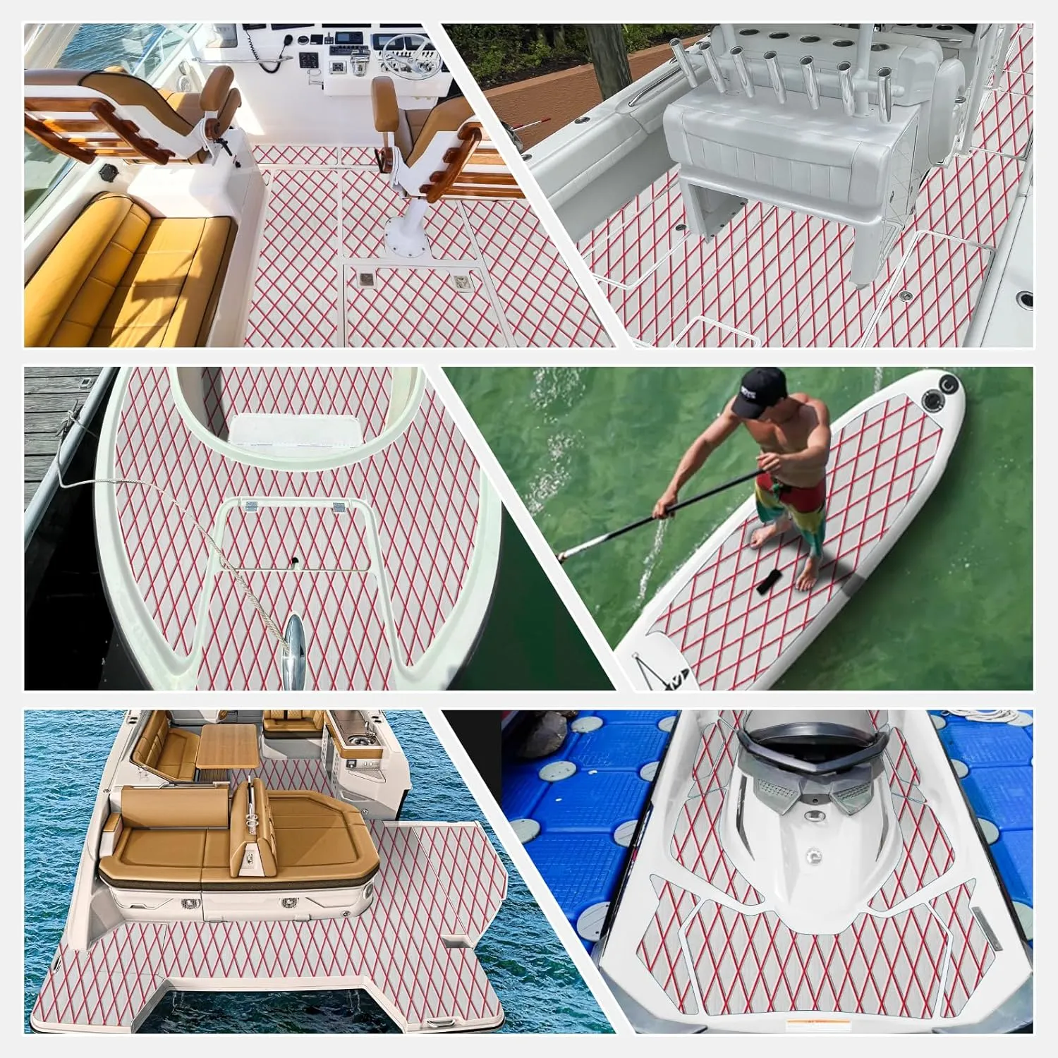 Boat Flooring EVA Foam Boat Decking Sea Deck Boat Flooring Self-Adhesive Faux Teak Marine Boat Decking Non-Slip Mat for Boat Deck Yacht Motorboat Fishing Boat Surfboard Kayak 94x44/28/16