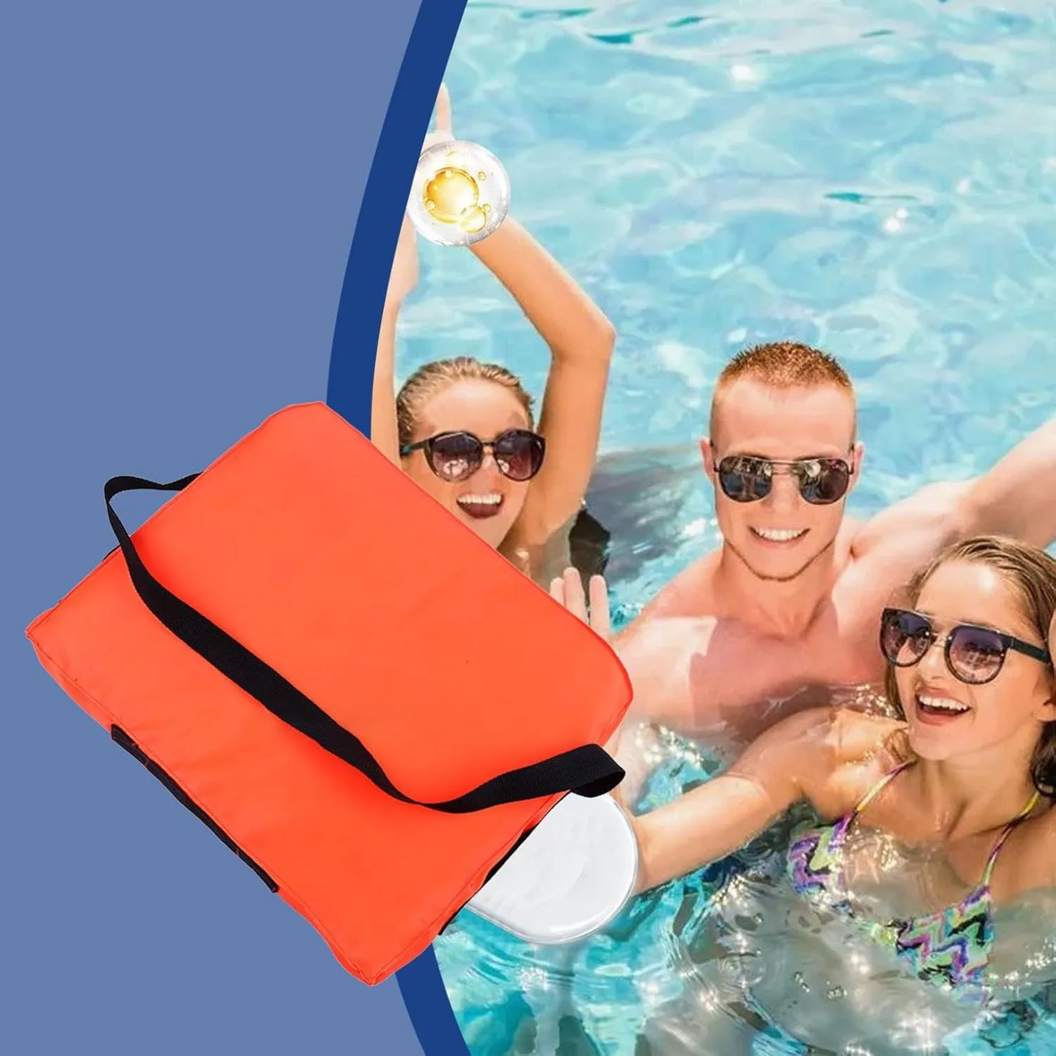 Boat Throwable Flotation Device - 18x14in High Buoyancy Boat Cushion with Strap, Waterproof Emergency Life Preserver for Boating, Swimming & Marine Rescue, Rescue Boat
