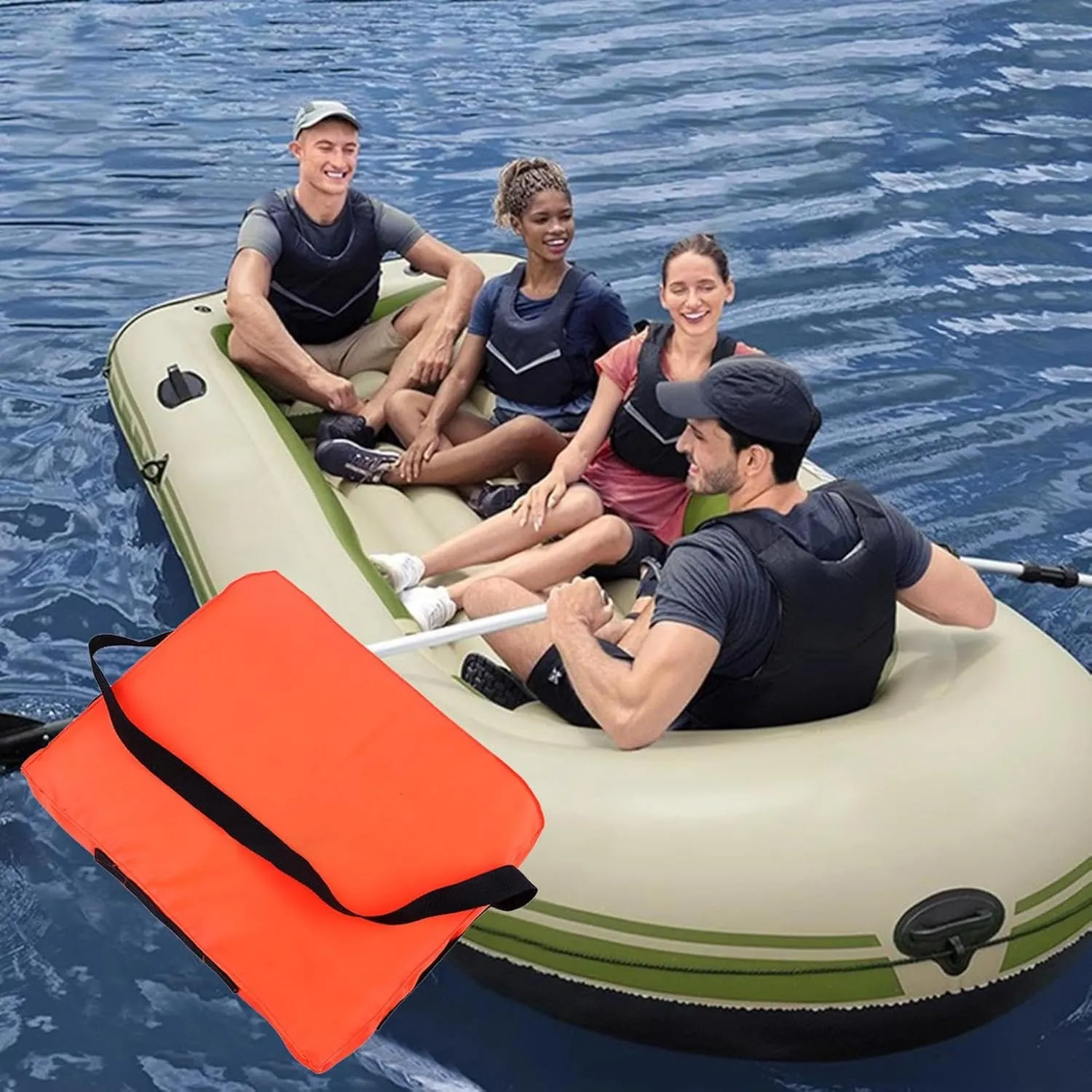 Boat Throwable Flotation Device - 18x14in High Buoyancy Boat Cushion with Strap, Waterproof Emergency Life Preserver for Boating, Swimming & Marine Rescue, Rescue Boat