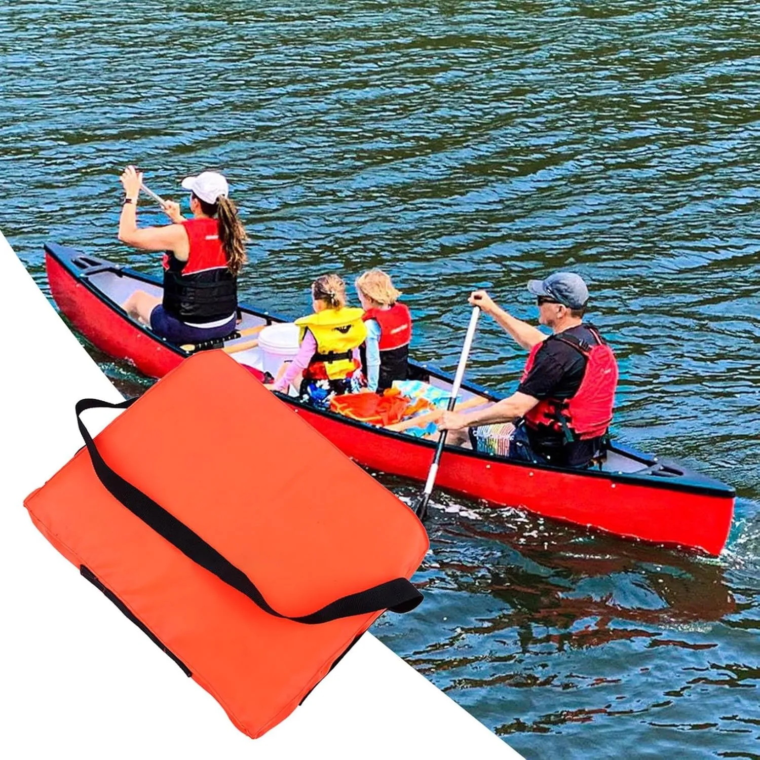 Boat Throwable Flotation Device - 18x14in High Buoyancy Boat Cushion with Strap, Waterproof Emergency Life Preserver for Boating, Swimming & Marine Rescue, Rescue Boat