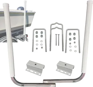Boat Trailer Guide 60‘’ 316L Stainless Steel Seawater Corrosion Resistance Trailer Post Guide White UPVC Tube Trailer Guide Bars For Boats Canoe Fishing Boat Kayak Ski Boat and More heavy-duty