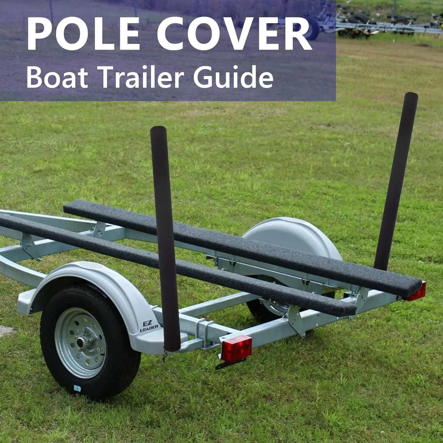 Boat Trailer Guide Pole Cover,Heavy Duty Neoprene Boat Trailer Capped Guide Protective Cover for Jet Ski Boat Sailboat Trailer Boat Trailer Capped Guide Pole Pad Covers 48 Inch,Black(Set of 2)