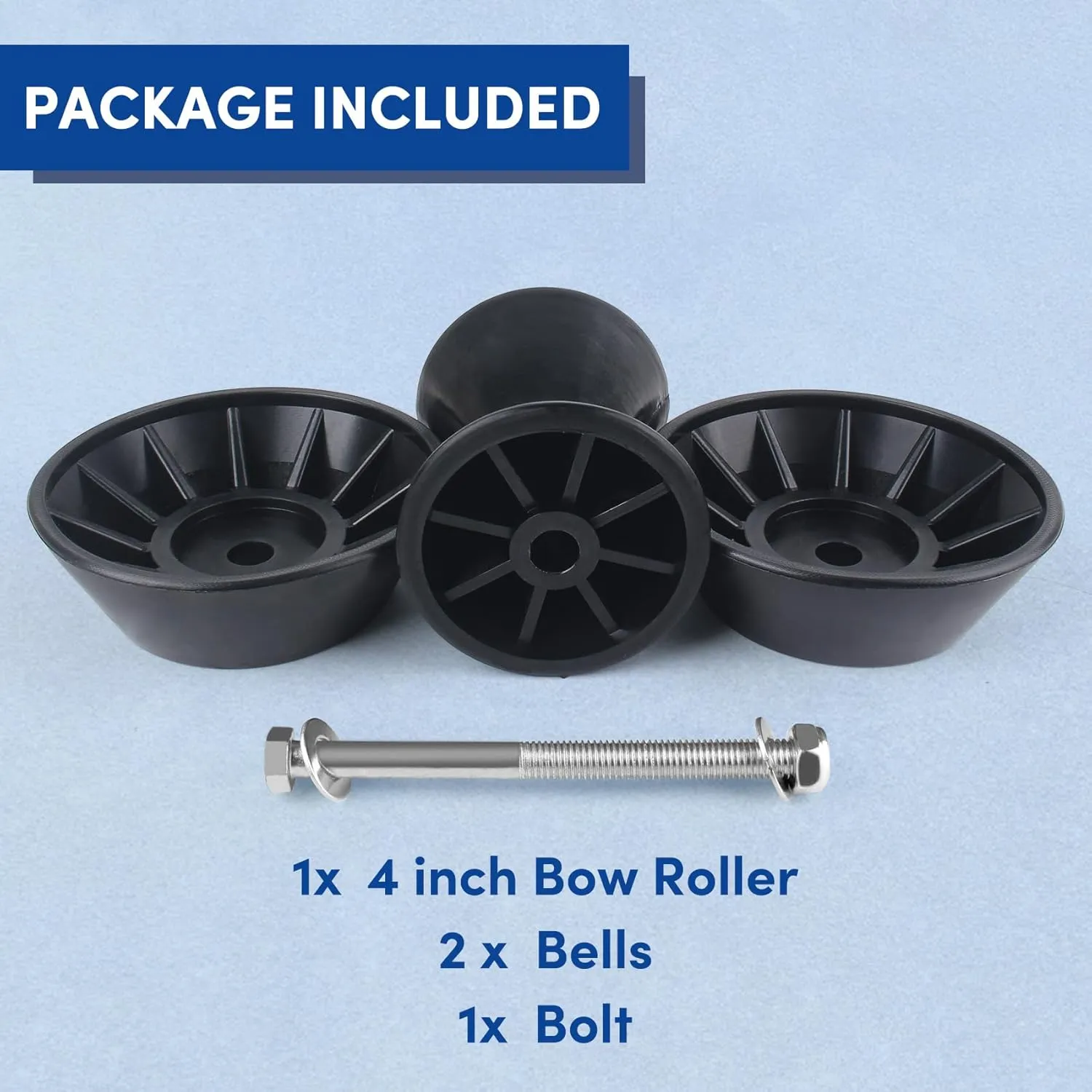 Boat Trailer Roller,3inch/4inch Boat Rollers for Trailer,Bow Roller with Bells and Bolt,1/2 in Shaft Boat Trailer Bow Stop, Great for Boat Trailer Bracket(Black/Blue/Orange/Yellow)