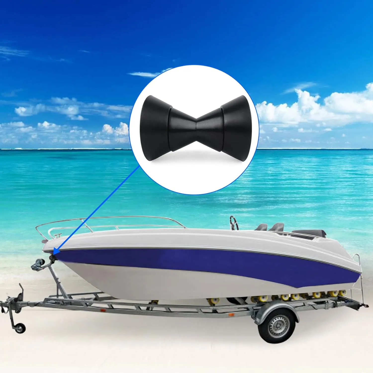 Boat Trailer Roller,3inch/4inch Boat Rollers for Trailer,Bow Roller with Bells and Bolt,1/2 in Shaft Boat Trailer Bow Stop, Great for Boat Trailer Bracket(Black/Blue/Orange/Yellow)