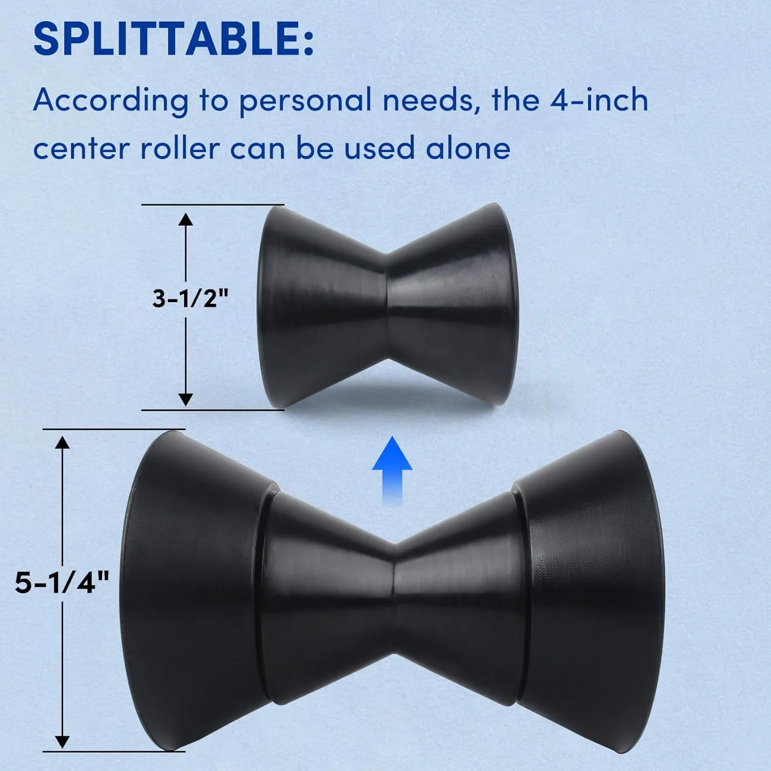 Boat Trailer Roller,3inch/4inch Boat Rollers for Trailer,Bow Roller with Bells and Bolt,1/2 in Shaft Boat Trailer Bow Stop, Great for Boat Trailer Bracket(Black/Blue/Orange/Yellow)