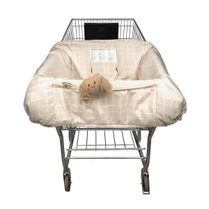 Boppy Shopping Cart Cover, Almond Croissant, Cart Cover for Babies with Soft 360-Degree Coverage, Safety Harness, and SlideLine Toy Tether with Plush Croissant Included, 6mo 