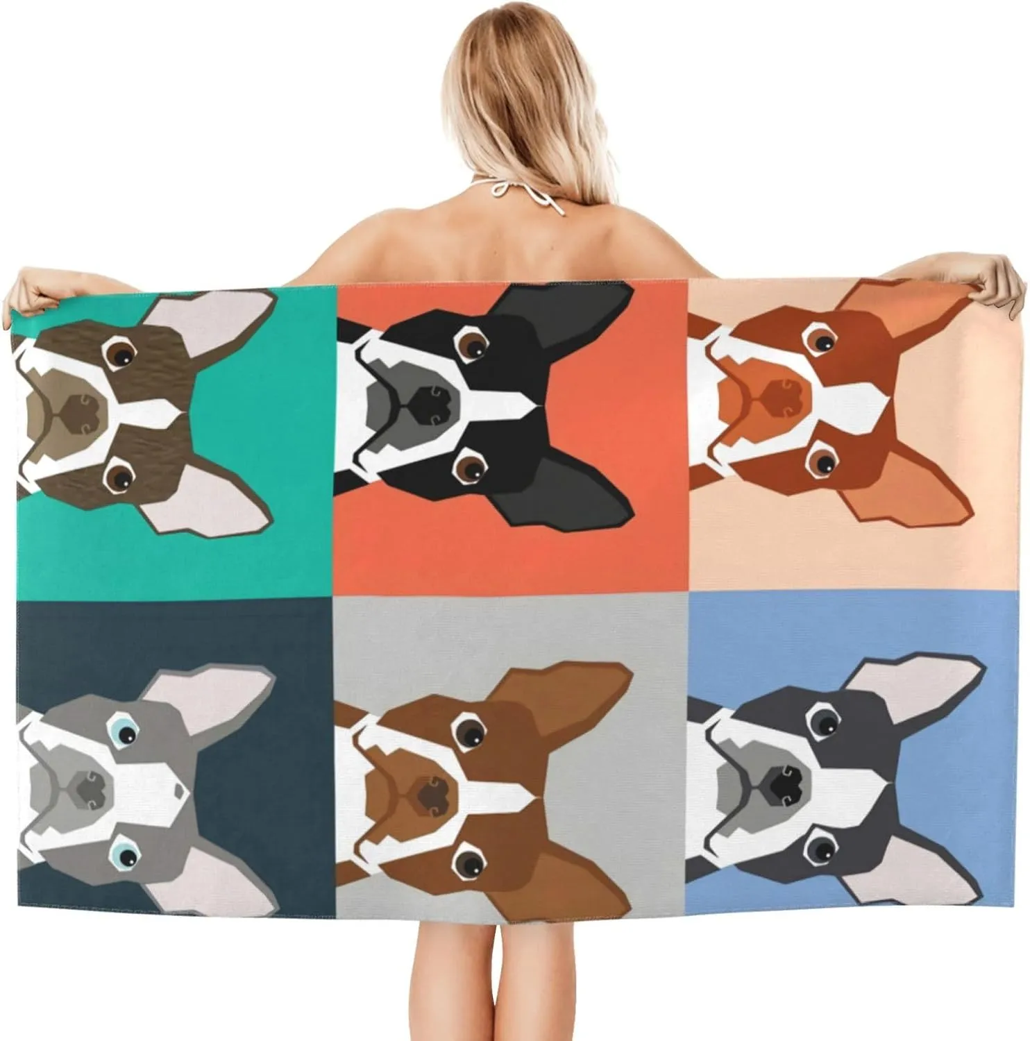 Boston Terrier Dog Cool Beach Towel Quick Dry Microfiber Bath Towels for Bathroom Soft Sand Free Beach Towels Summer Essentials Travel Swimming Decor Gifts for Women Men Girls Boys
