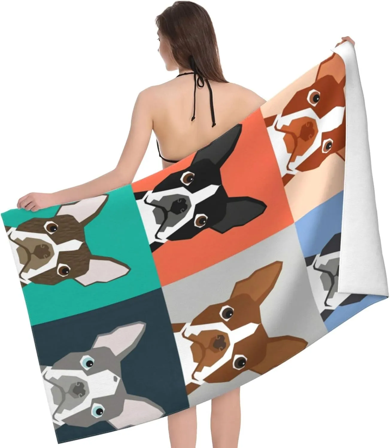 Boston Terrier Dog Cool Beach Towel Quick Dry Microfiber Bath Towels for Bathroom Soft Sand Free Beach Towels Summer Essentials Travel Swimming Decor Gifts for Women Men Girls Boys