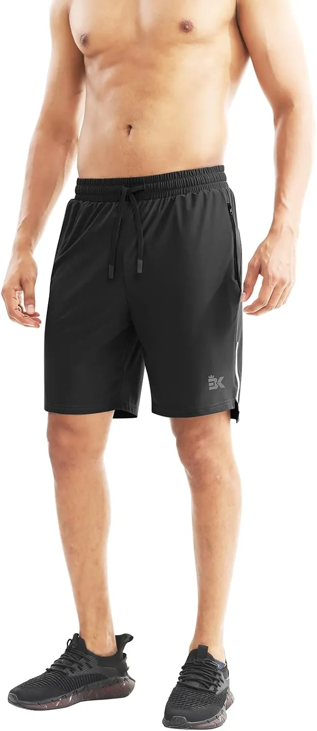 BROKIG Men's Lightweight Athletic Shorts 7 inch, Quick Dry Running Gym Workout Shorts for Men with Zip Pockets