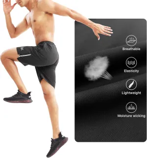 BROKIG Men's Lightweight Athletic Shorts 7 inch, Quick Dry Running Gym Workout Shorts for Men with Zip Pockets
