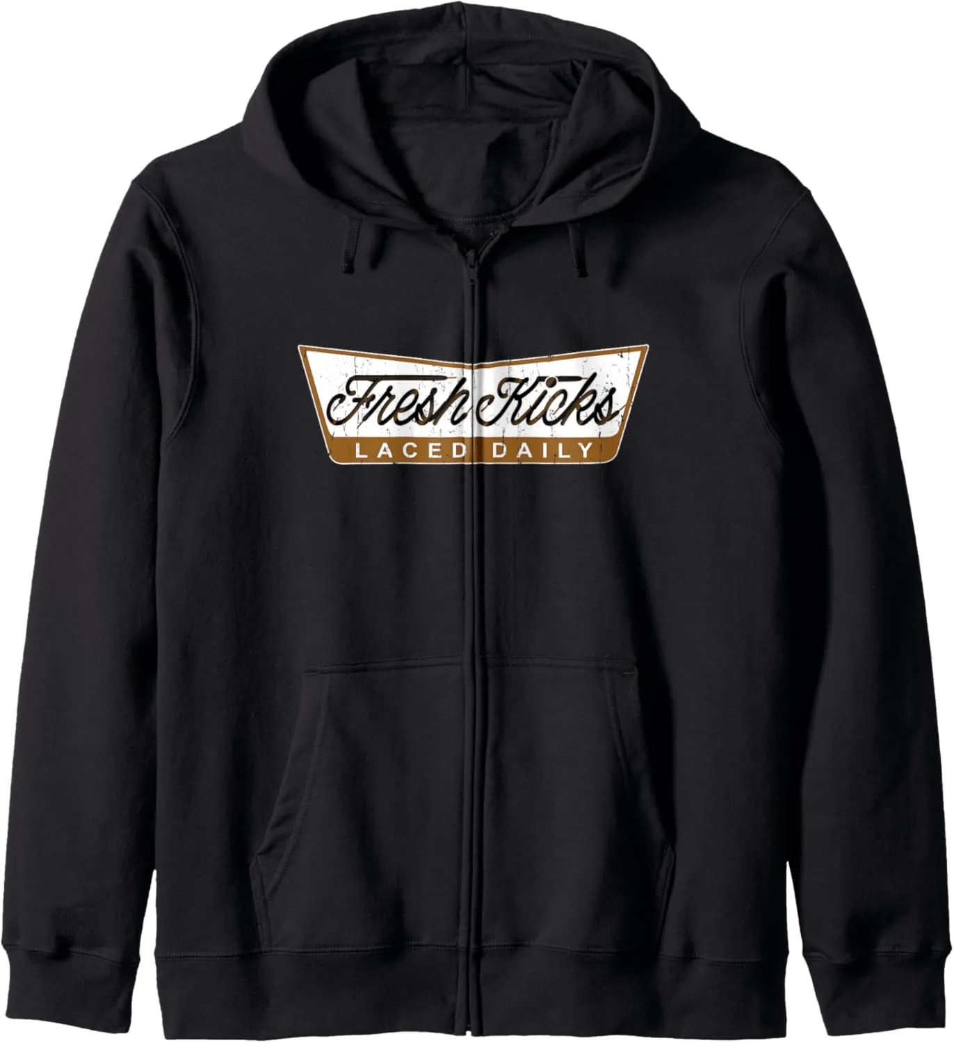 Brown Fresh Kicks Brown Color Graphic Zip Hoodie