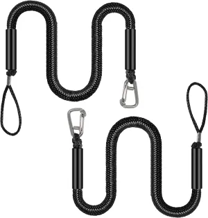 Bungee Dock Line with Hook, Black Mooring Rope for Boat 4 ft 2 Pack
