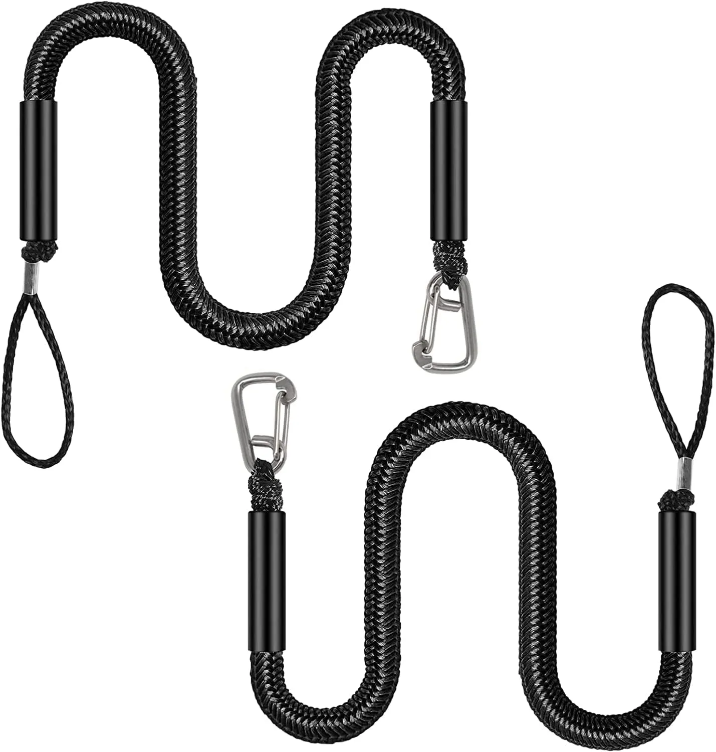 Bungee Dock Line with Hook, Black Mooring Rope for Boat 4 ft 2 Pack