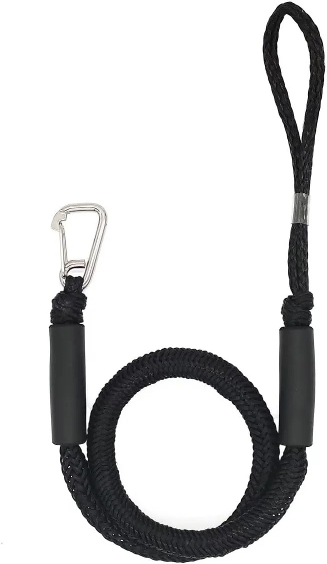Bungee Dock Line with Hook, Black Mooring Rope for Boat 4 ft 2 Pack