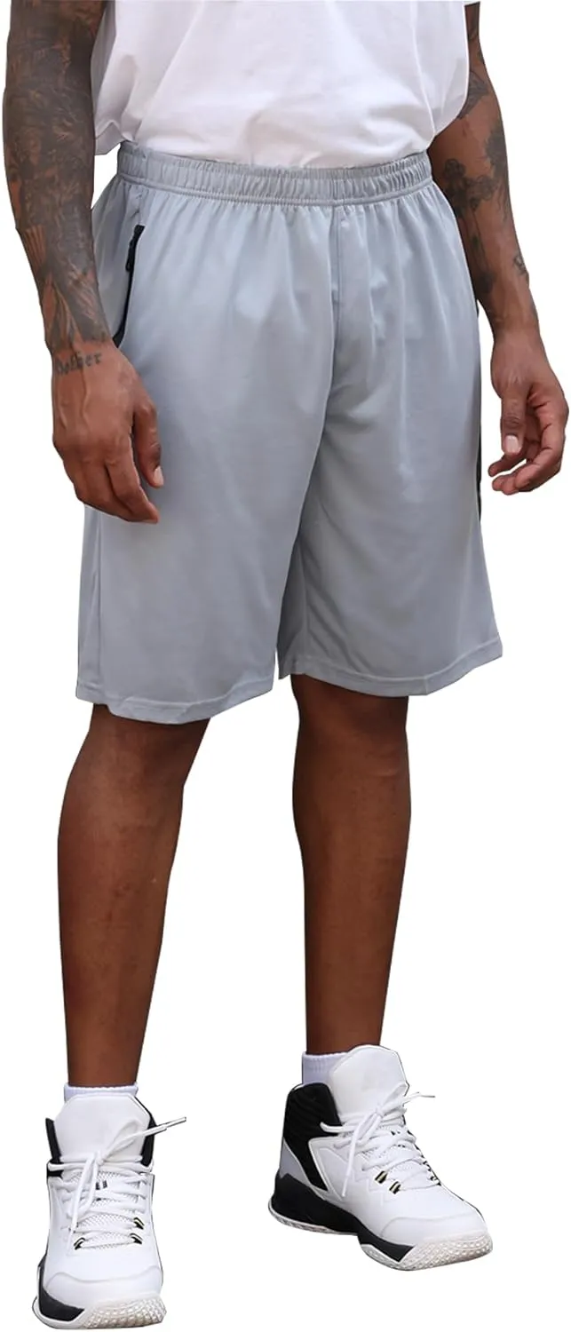 BUYJYA 3 Pack Men's Athletic Running Shorts Gym Basketball Lightweight Casual Short with Zipper Pocket Gift