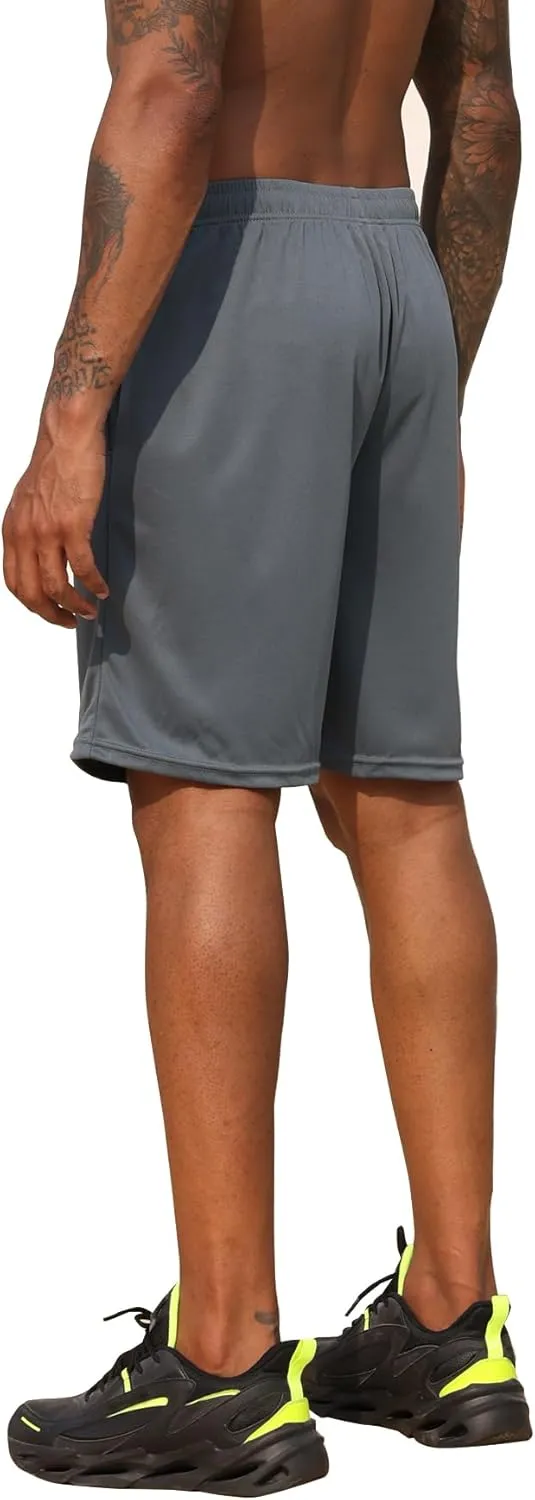 BUYJYA 3 Pack Men's Athletic Running Shorts Gym Basketball Lightweight Casual Short with Zipper Pocket Gift