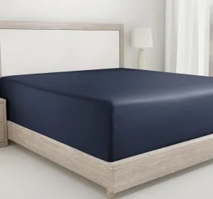 California Design Den King Size Cotton Fitted Sheet, Deep Pocket 400 Thread Count 100% Cotton Sateen, No Pop-Off Elastic, Durable Fitted Sheet Only (King, Indigo Dusty Blue)