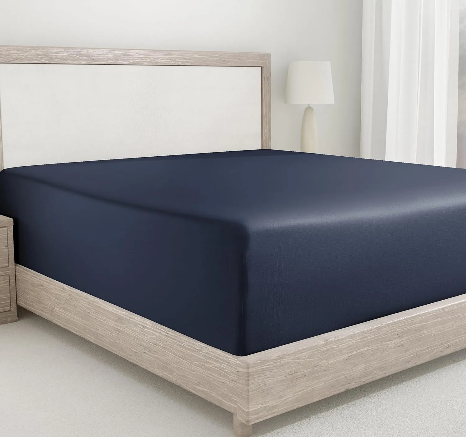 California Design Den King Size Cotton Fitted Sheet, Deep Pocket 400 Thread Count 100% Cotton Sateen, No Pop-Off Elastic, Durable Fitted Sheet Only (King, Indigo Dusty Blue)