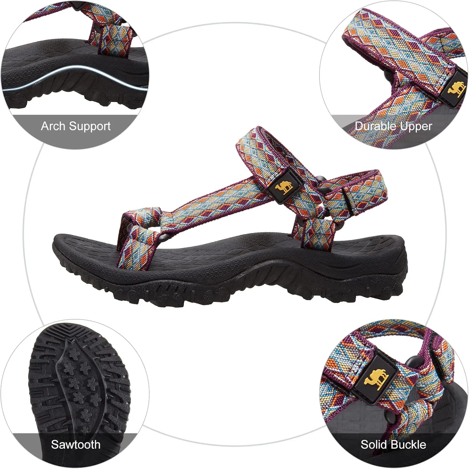 CAMEL CROWN Hiking Sport Sandals for Women Anti-skidding Water Sandals Comfortable Athletic Sandals for Outdoor Wading Beach