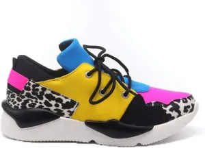 Cape Robbin Dreamland Multi Color Mix Lace Up Bright Chunky Fashion Sneaker