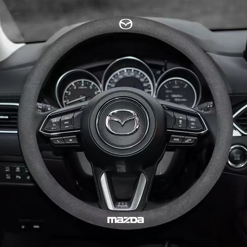 Car Steering Wheel Cover for Mazda Biante 2008-2018, Steering Wheel Cover Set, Car Steering Wheel Cover Protector for Men Women Interior Accessory,BlackA