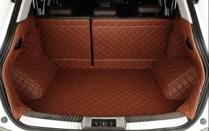 Cargo Trunk Mats Compatible with Cadillac SRX 2010-2016 (with Slide in The Trunk) Car Cargo Liner All Weather Rear Trunk Mat 3D Full Coverage Portection(Brown)