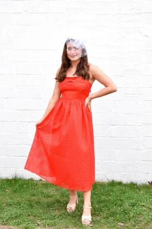 Cary Strapless Red Midi Dress