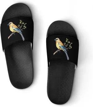 Cedar Waxwing Bird Watercolor House Sandals Non Slip Slippers Quick Drying Bathroom Shower Shoes for Women Men