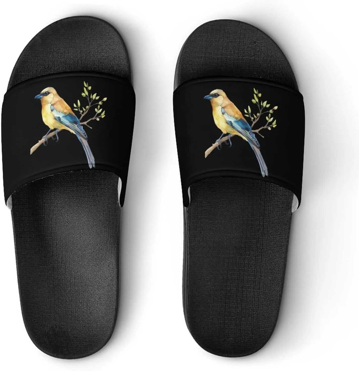 Cedar Waxwing Bird Watercolor House Sandals Non Slip Slippers Quick Drying Bathroom Shower Shoes for Women Men