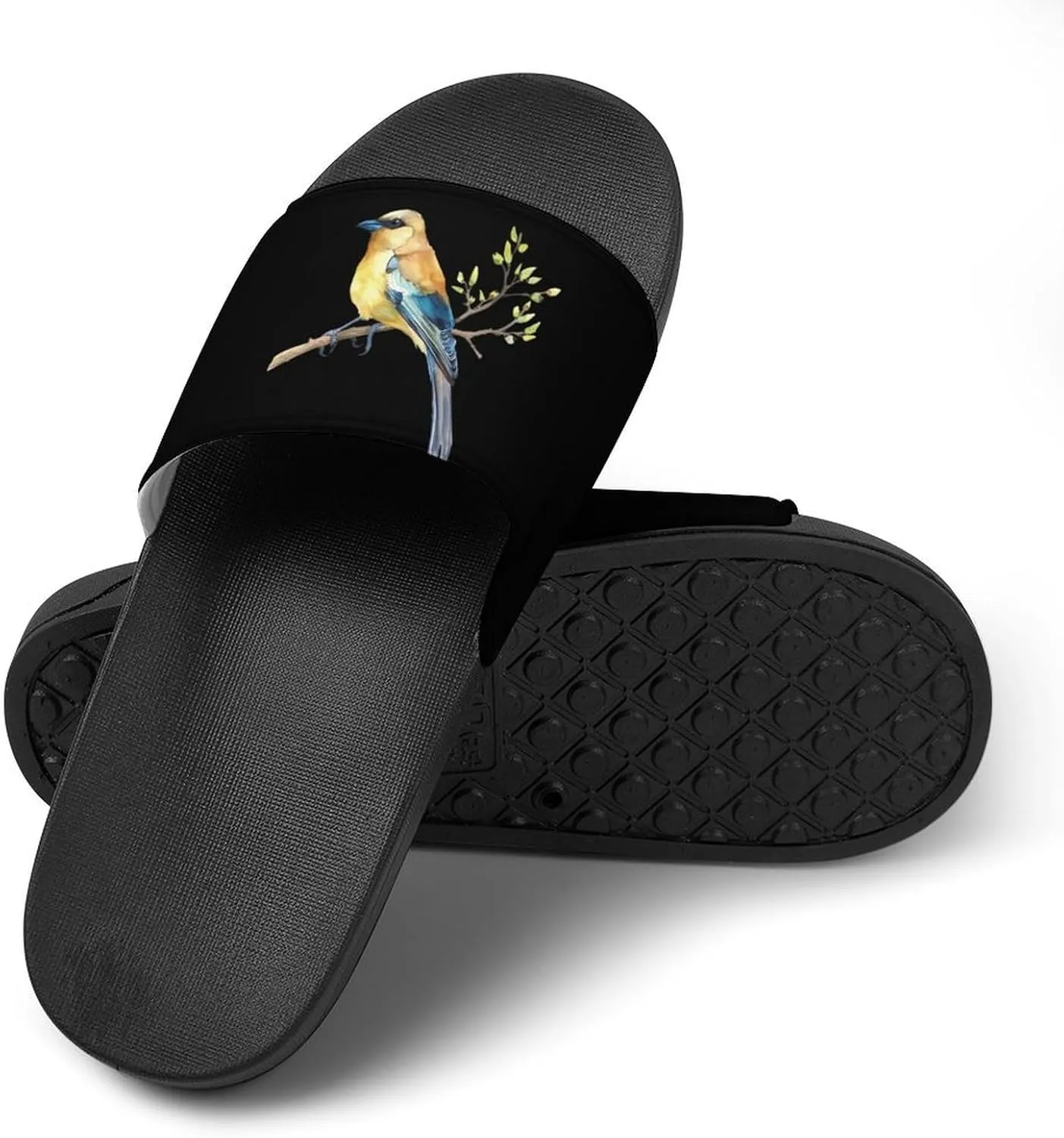 Cedar Waxwing Bird Watercolor House Sandals Non Slip Slippers Quick Drying Bathroom Shower Shoes for Women Men