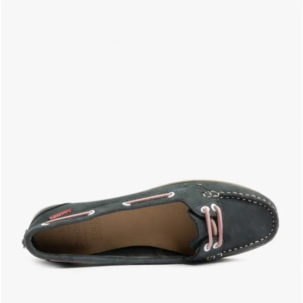 Chatham HARPER Womens Leather Boat Shoes Navy/Pink