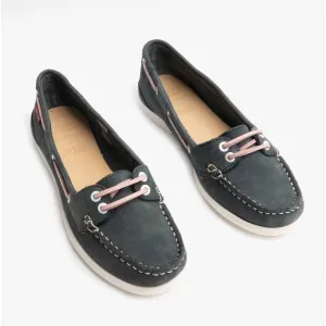 Chatham HARPER Womens Leather Boat Shoes Navy/Pink