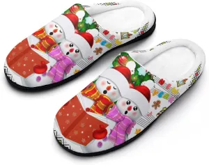 Christmas House Slippers For Woman Mens Memory Foam Bedroom Slippers Indoor Outdoor Slip-On Shoes Funny Fall Slippers