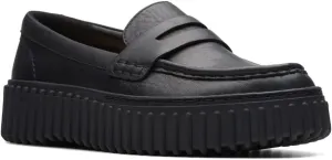 Clarks Unisex Torhill Penny Sneaker, Black Leat, 0 US Women