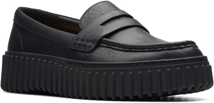 Clarks Unisex Torhill Penny Sneaker, Black Leat, 0 US Women