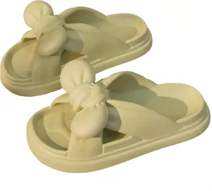 Cloud Pillow Comfy Slippers Thick Sole Cute Bow Soft Cushion Platform Non-Slip Quick Drying Open Toe Home House Bathroom Bedroom Slides Lightweight EVA Sandals Indoor and Outdoor Shoes for Women and Girls