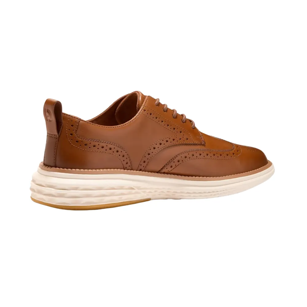 Cole Haan Men's Grand Hurrion Wingtip Oxford, Flowerflex Foam, Brtitish Tan/Ivory, Medium