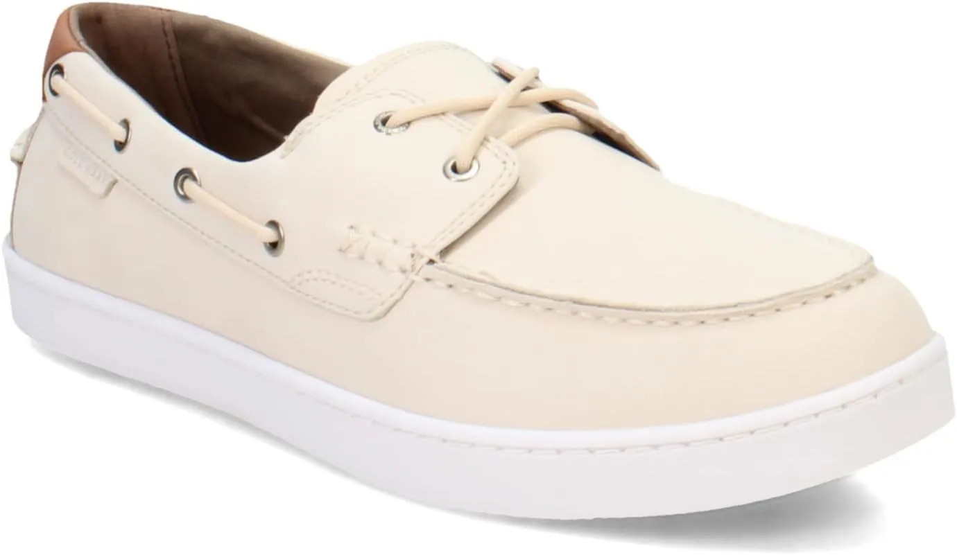 Cole Haan Men's Nantucket Boat Shoe, Whitecap Grey Nubuck/Optic White, 13